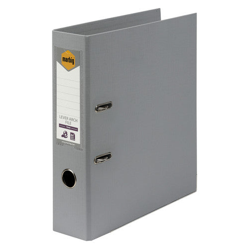 Marbig Lever Arch File PE Linen A4 Grey Pack of 10