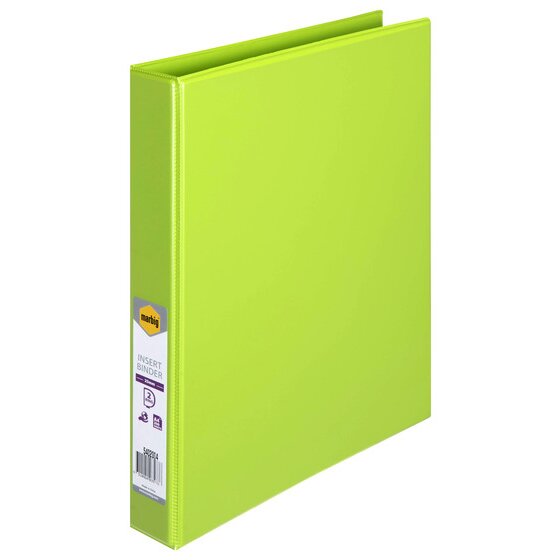 Marbig Clearview Insert Binder 25mm 2D A4 Lime Pack of 20