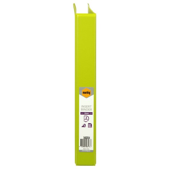 Marbig Clearview Insert Binder 25mm 2D A4 Lime Pack of 20