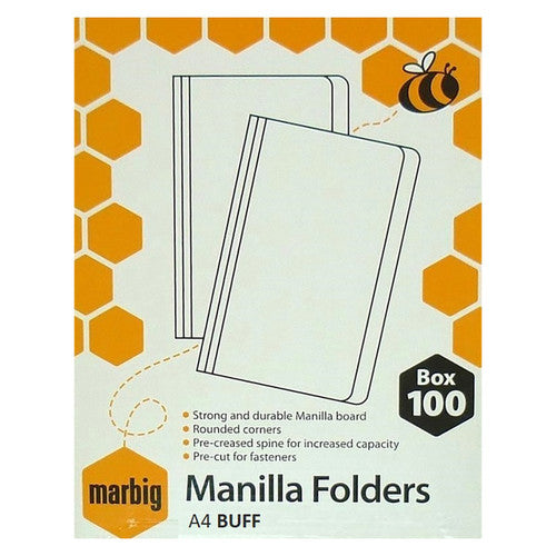 Marbig Manilla Folder A4 Buff Box of 100 Carton of 5