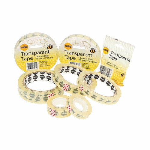 Marbig Office Tape 12mm x 66m 76.2mm Core Clear