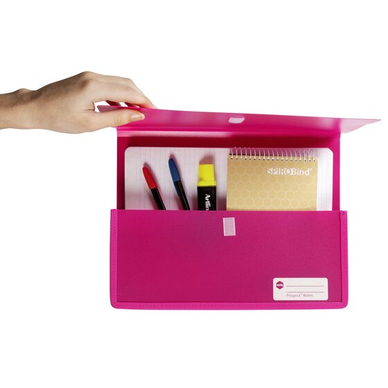 Marbig Polypick Document Wallet Heavy Duty A4 Pink