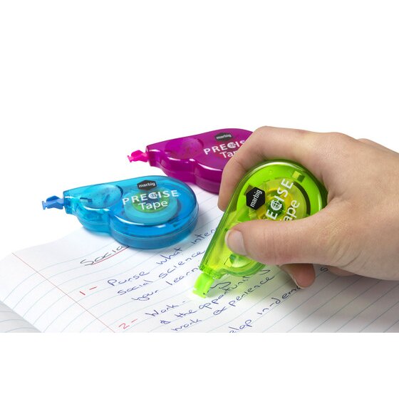 Marbig Precise Correction Tape 4mm x 8m Assorted Pack of 6
