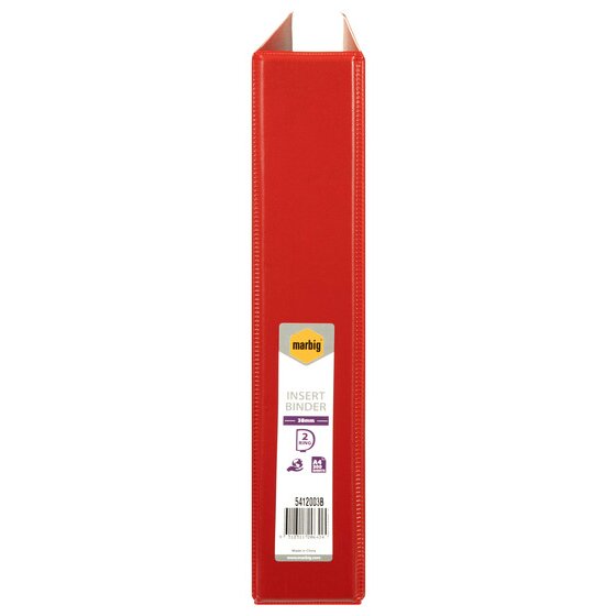 Marbig Clearview Insert Binder 38mm 2D A4 Red Pack of 12