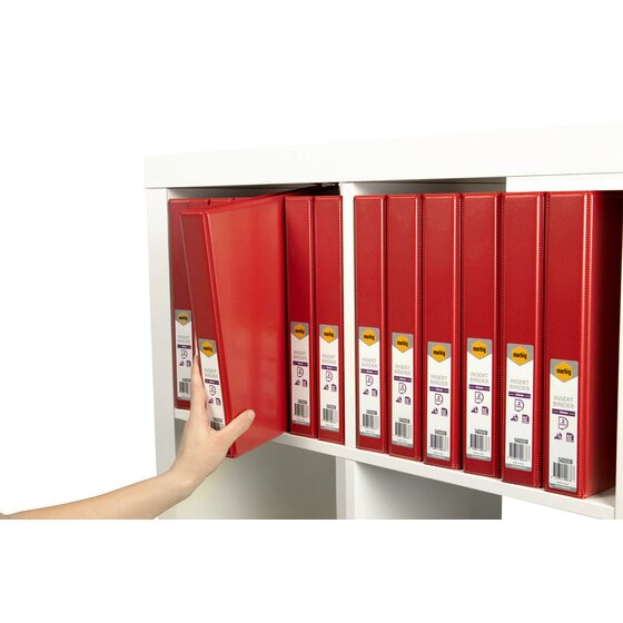 Marbig Clearview Insert Binder 25mm 2D A4 Red Pack of 20