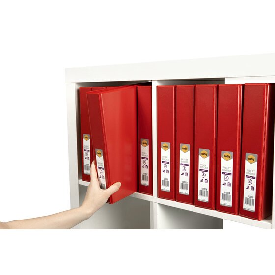 Marbig Clearview Insert Binder 38mm 2D A4 Red Pack of 12