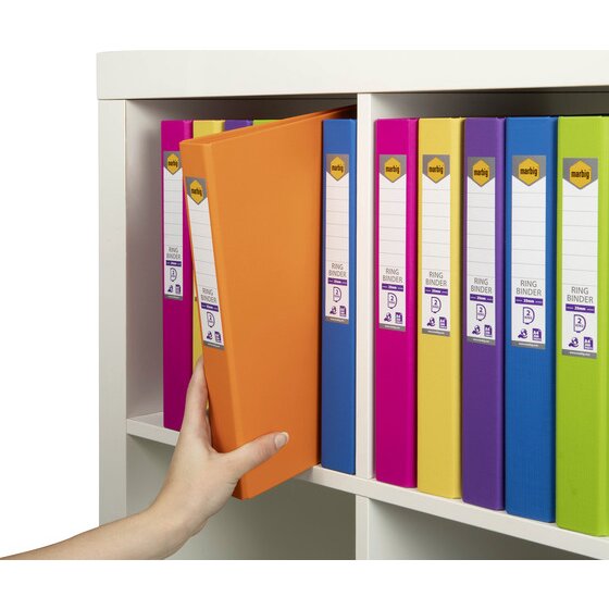 Marbig Ring Binder 25mm 2D Polyethylene A4 Assorted Box of 12