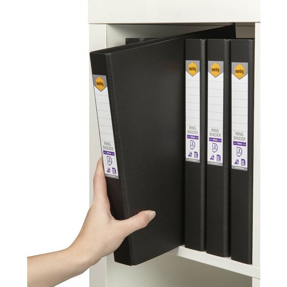 Marbig Ring Binder 25mm 2D Polyethylene A4 Black Box of 6