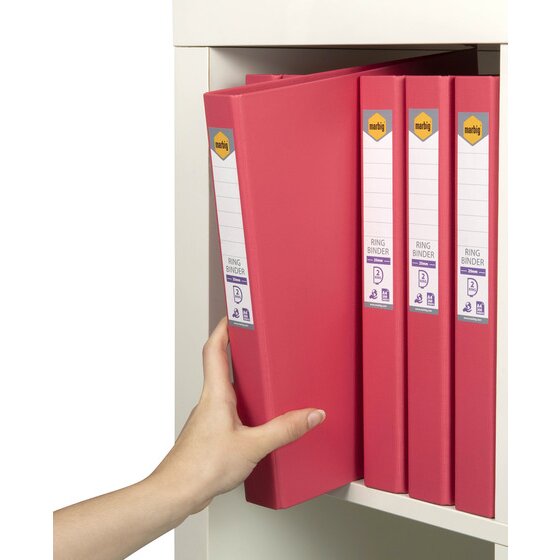 Marbig Ring Binder 25mm 2D Polyethylene A4 Coral Box of 6