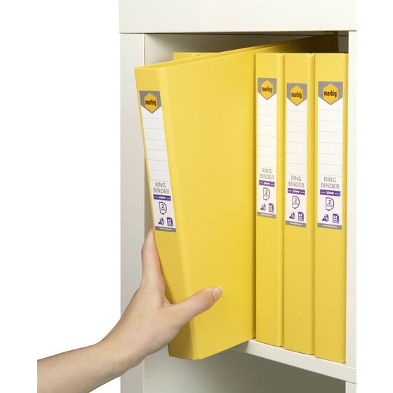 Marbig Ring Binder 25mm 2D Polyethylene A4 Lemon Box of 6