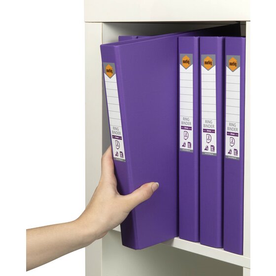 Marbig Ring Binder 25mm 2D Polyethylene A4 Purple Box of 6