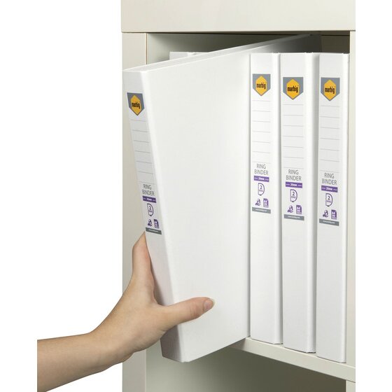 Marbig Ring Binder 25mm 2D Polyethylene A4 White Box of 6