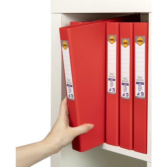 Marbig Ring Binder 25mm 3D Polyethylene A4 Red Box of 6