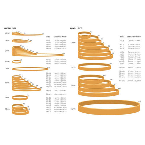 Marbig Rubber Bands Size 34 500g Carton of 5