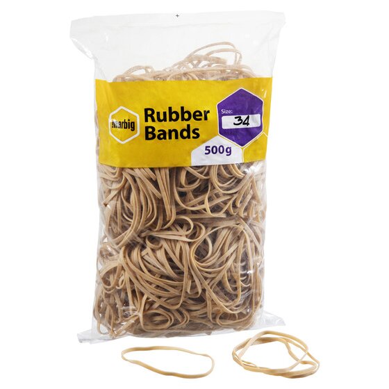 Marbig Rubber Bands Size 34 500g Carton of 5