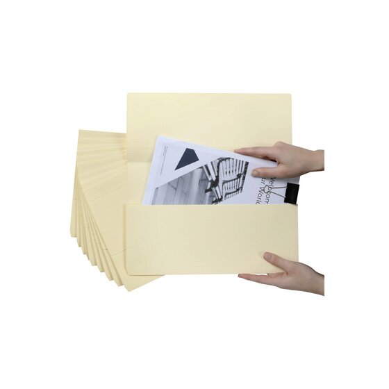 Marbig Slimpick Document Wallet Foolscap Brights Buff Pack of 10