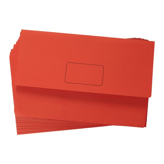 Marbig Slimpick Document Wallet Foolscap Brights Red Pack of 10
