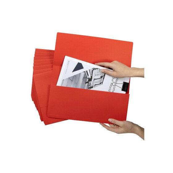 Marbig Slimpick Document Wallet Foolscap Brights Red Pack of 10