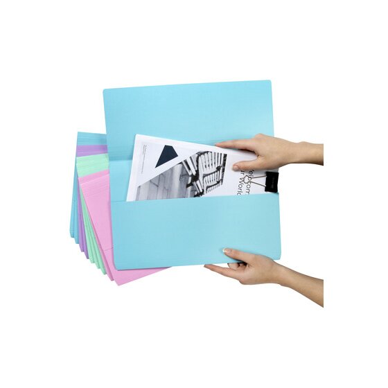 Marbig Slimpick Document Wallet Foolscap Pastel Assorted Pack of 10