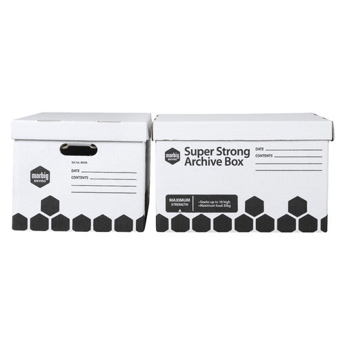 Marbig Super Strong Archive Box White Retail Pack of 2