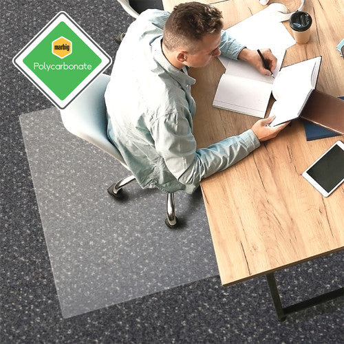 Marbig Tuffmat Polycarbonate Chairmat Carpet Large Rectangle 120 x 150cm Clear