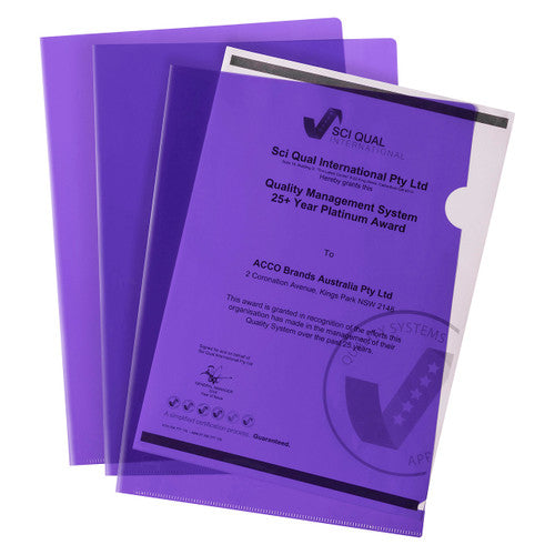 Marbig Ultra Letter File Polypropylene A4 Purple Pack of 10