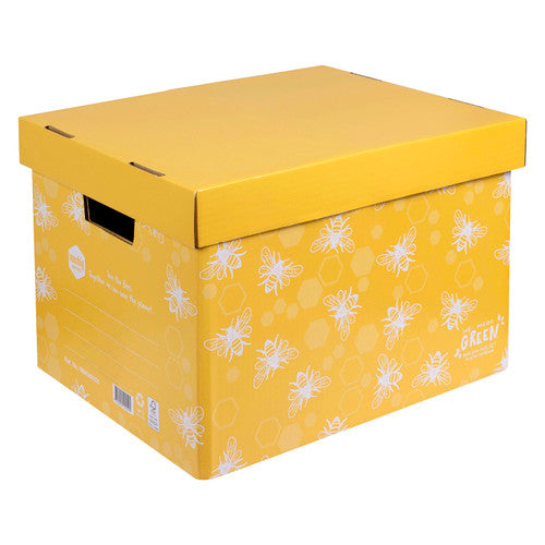 Marbig Enviro We Mean Green Archive Box Honeybee Yellow Carton of 4
