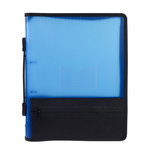 Marbig Zipper Binder with Extra Storage 25mm 2O Ring Blue Pack of 10