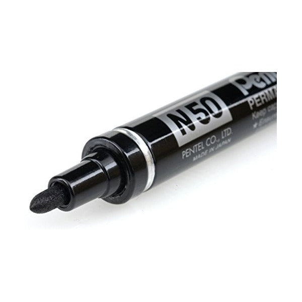 Pentel N50 Permanent Marker Bullet Point 1.5mm Black Box of 12