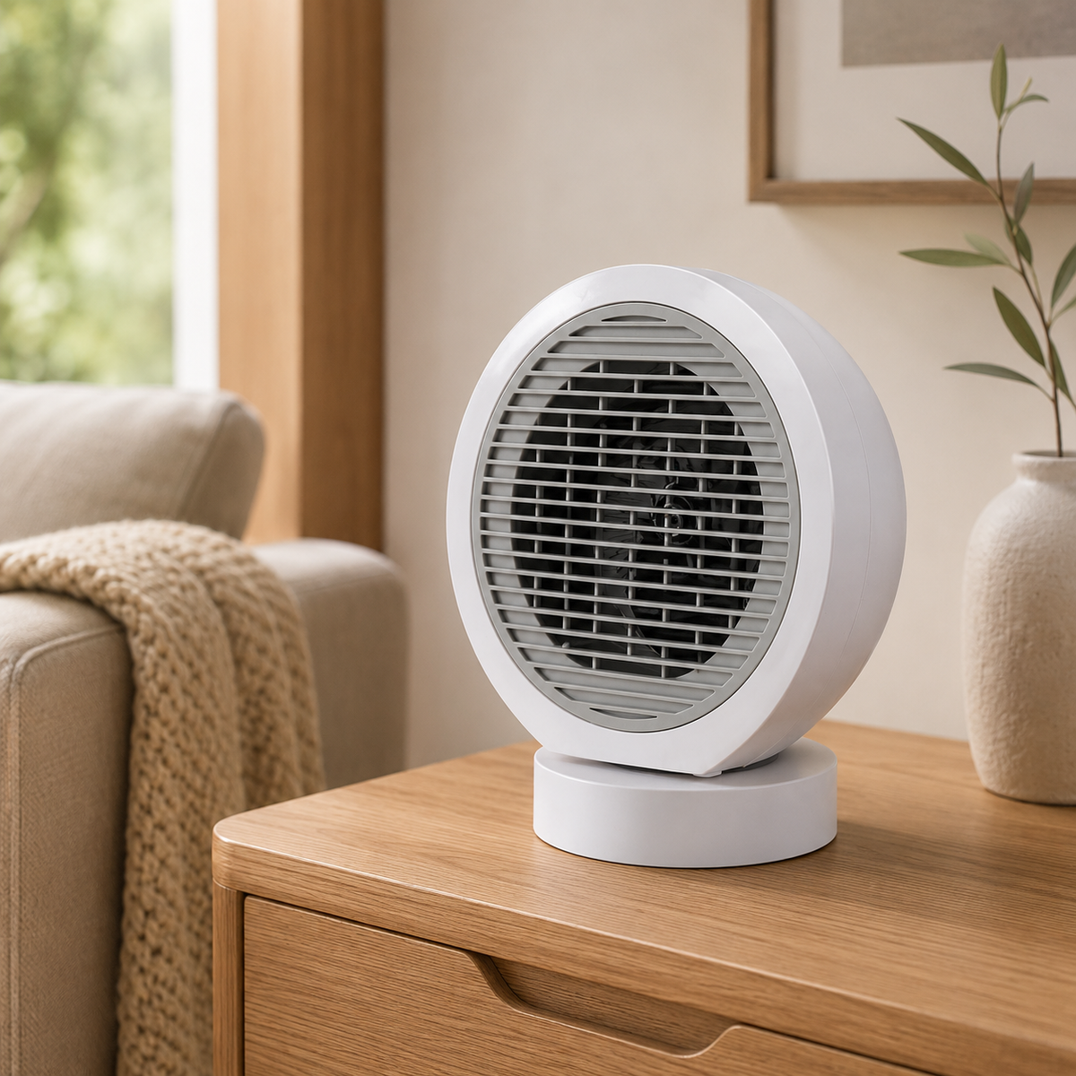 Nero Globo Oscillating Fan Heater White 2000W