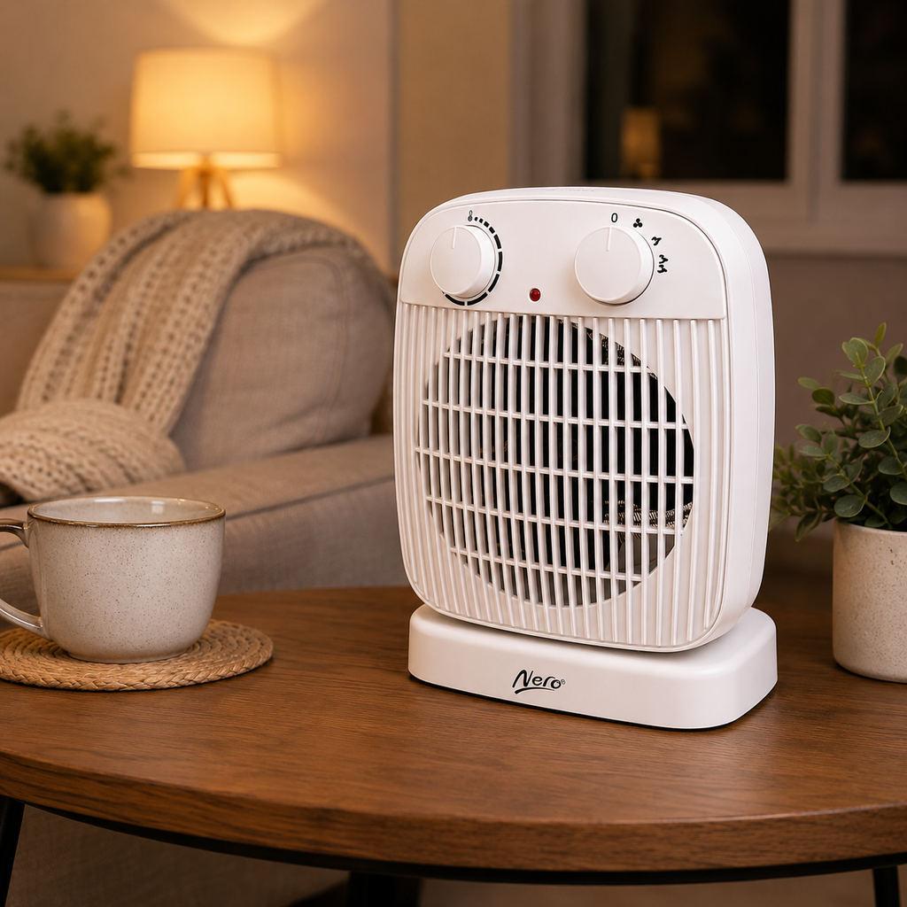 Nero Oscillating Fan Heater White