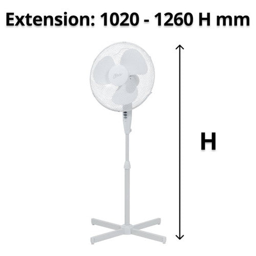 Nero Pedestal Fan 40cm 3 Speed White