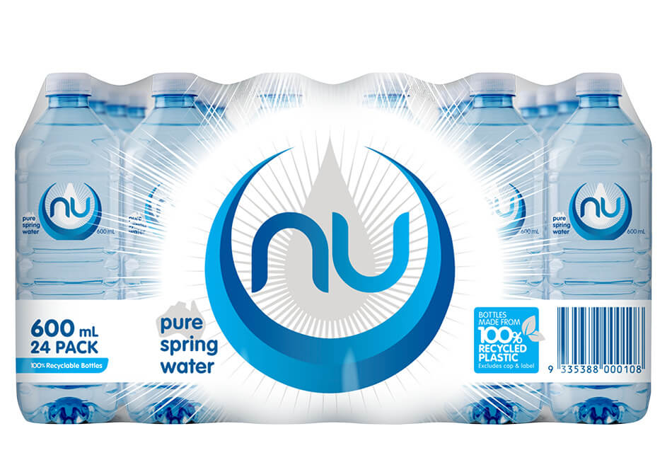 Nu Pure Spring Water 600ml Case of 24 Bottles
