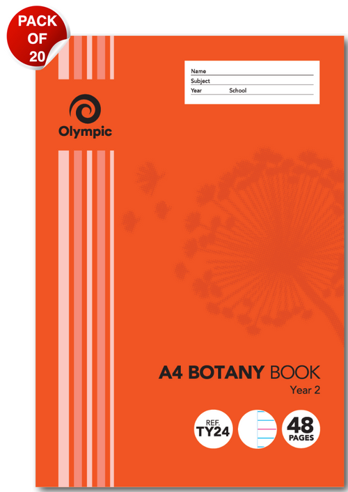 Olympic Botany Book A4 48 Pages QLD Year 2 Ruling Stapled Pack of 20