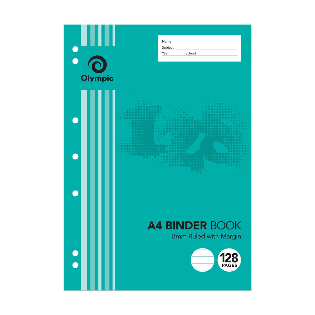 Olympic Binder Book A4 128 Pages 8mm Feint Stapled Pack of 10