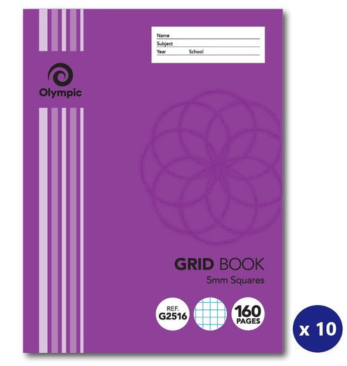 Olympic Grid Book 160 Pages 5mm Sewn Pack of 10