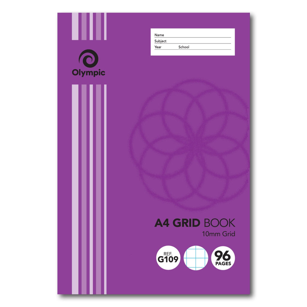 Olympic Grid Book A4 96 Pages 10mm Stapled Pack of 10