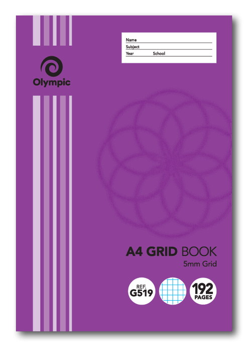 Olympic Grid Book A4 192 Pages 5mm Stapled Pack of 5
