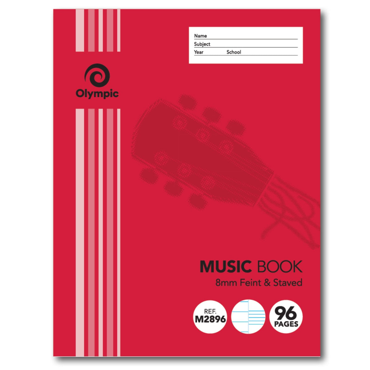 Olympic Music Book 96 Pages 8mm Feint and Staved 225 x 175mm