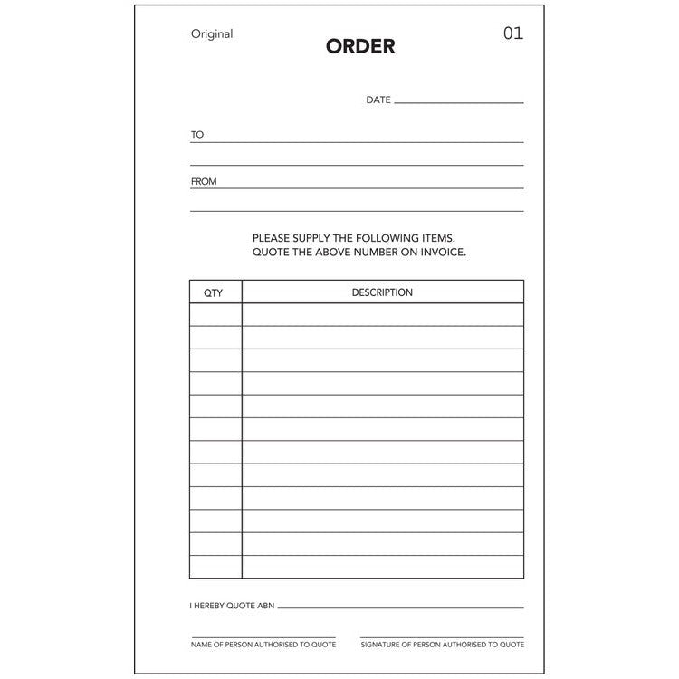 Olympic Order Book 638 Carbon Duplicate 100 Leaf 200 x 125mm