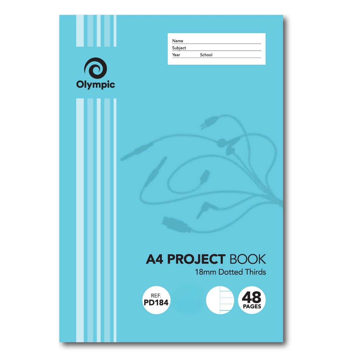 Olympic Project Book A4 48 Pages 18mm Dotted Thirds Stapled Pack of 20
