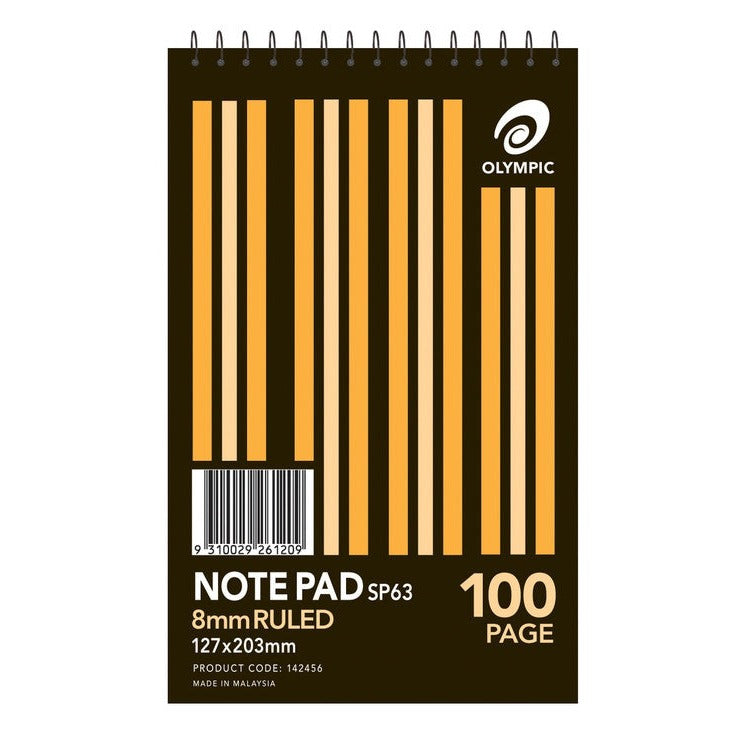 Olympic Notepad 127 x 203mm 100 Pages 8mm Spiral Pack of 20