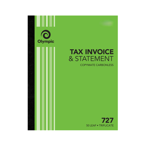 Olympic Invoice and Statement Book 727 Carbonless Triplicate 50 Leaf 250 x 200mm