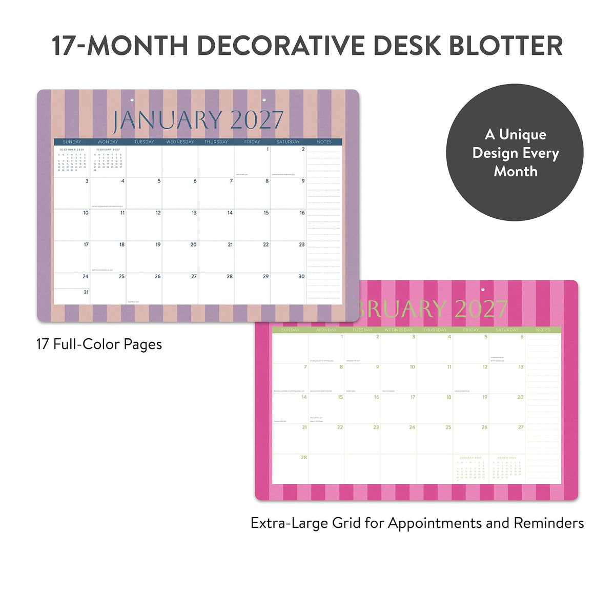 Orange Circle 2027 Decorative Desk Blotter 476 x 343mm Cabana Stripes