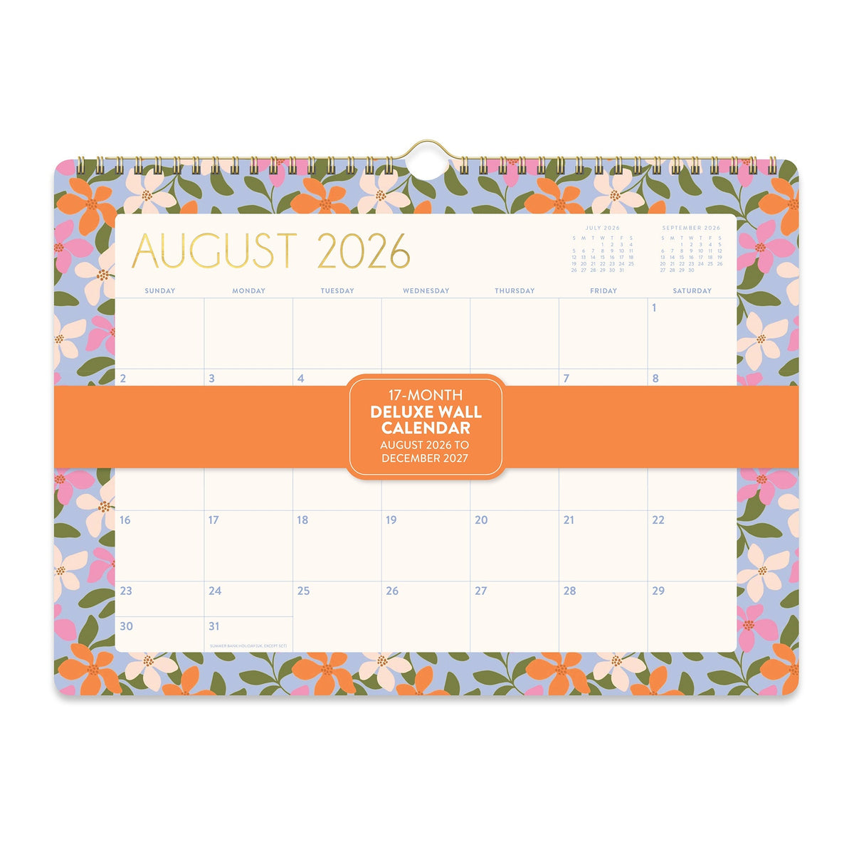 Orange Circle 2027 Deluxe Wall Calendar 348 x 251mm Secret Garden