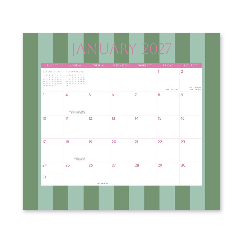 Orange Circle 2027 Magnetic Monthly Pad 244 x 216mm Cabana Stripes