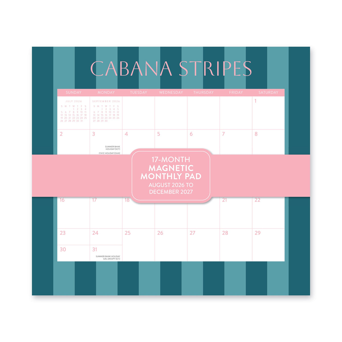 Orange Circle 2027 Magnetic Monthly Pad 244 x 216mm Cabana Stripes