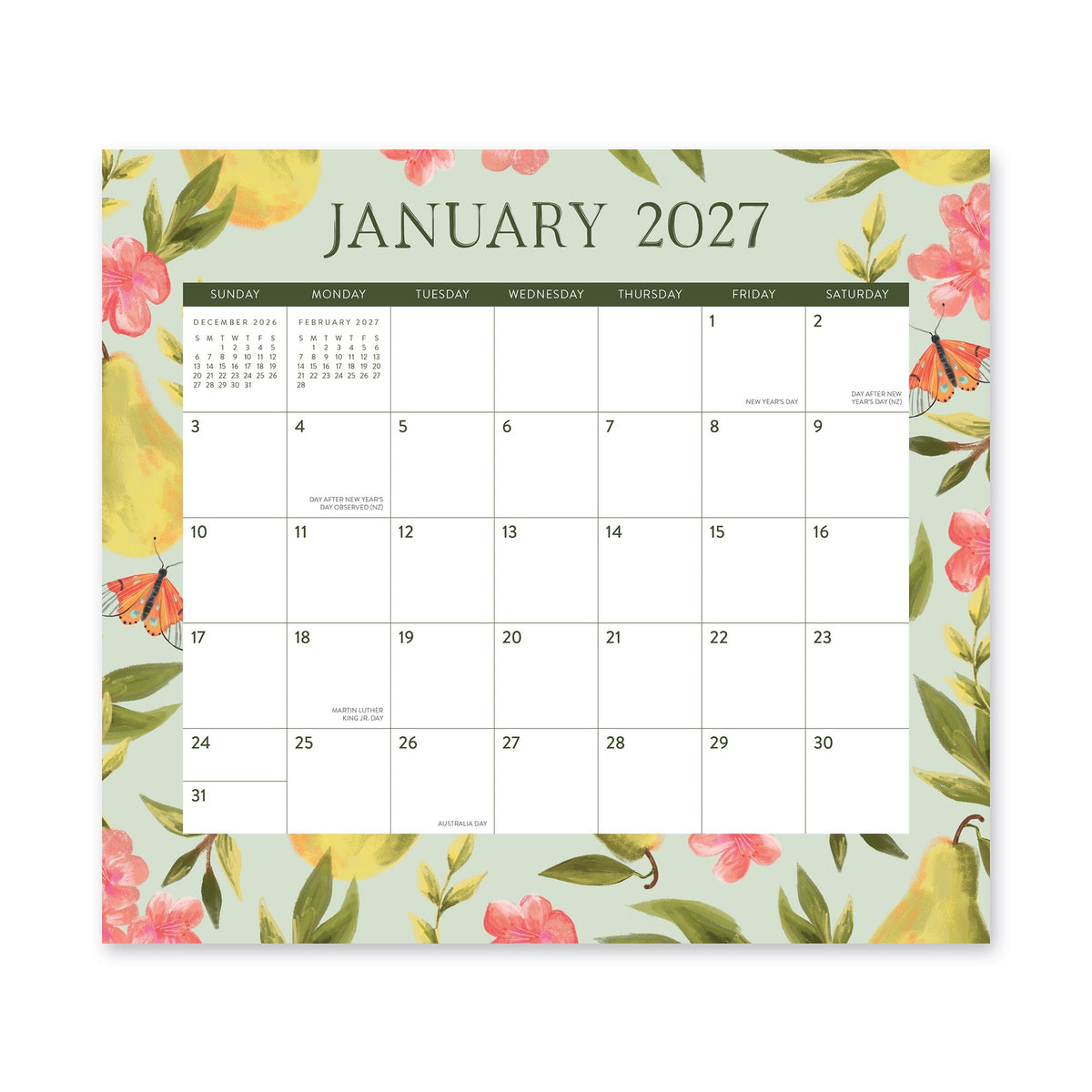 Orange Circle 2027 Magnetic Monthly Pad 244 x 216mm Fruit And Flora