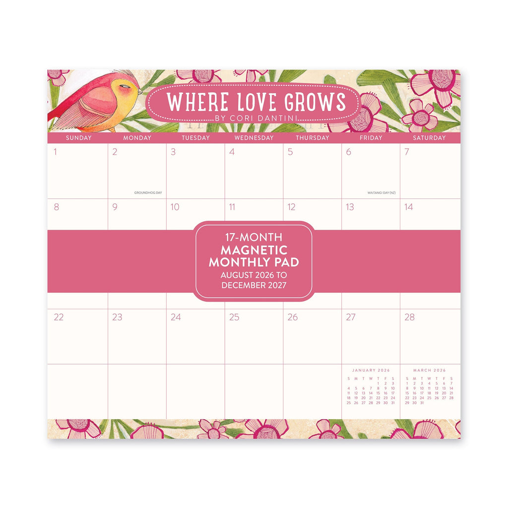 Orange Circle 2027 Magnetic Monthly Pad 244 x 216mm Where Love Grows
