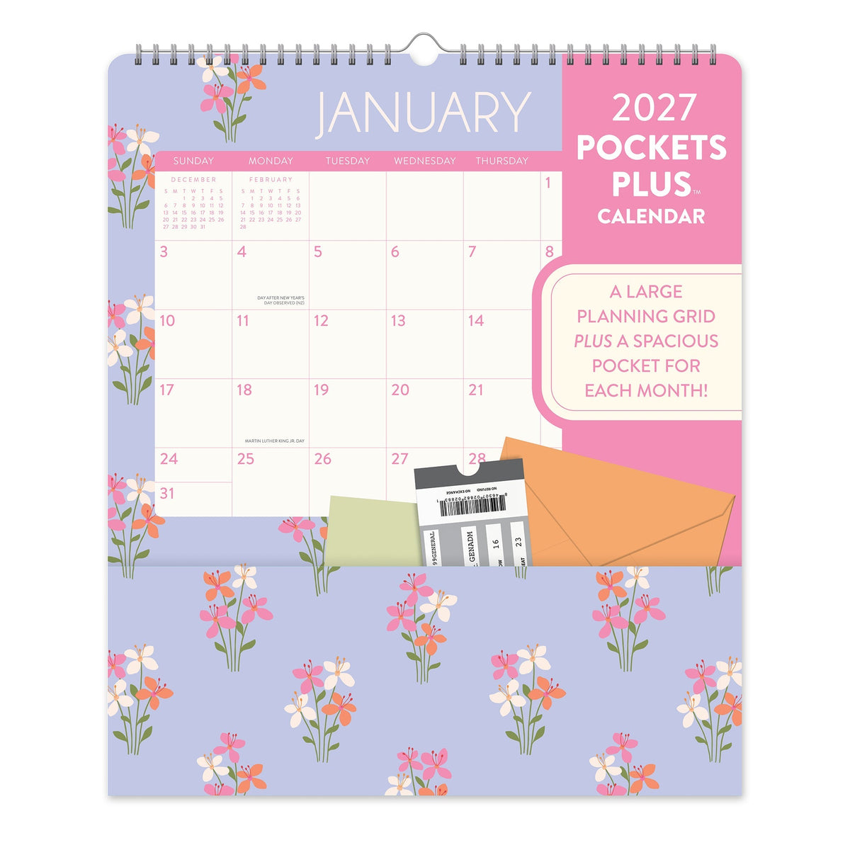 Orange Circle 2027 Pockets Plus Wall Calendar 297 x 348mm Secret Garden